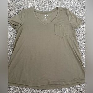 SO Women's Army Green V-Neck Tee